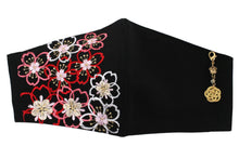 Load image into Gallery viewer, Black Color Embroidery 3D Face Mask With Mask Charm - 7 Design Choices