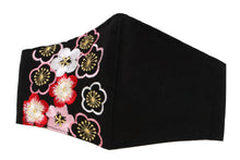 Load image into Gallery viewer, Black Color Embroidery 3D Face Mask With Mask Charm - 7 Design Choices