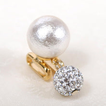 Load image into Gallery viewer, Obidome Cotton Pearl  for Japanese Traditional Kimono - White 14mm with Rhinestone