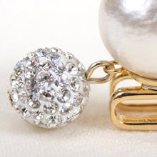 Load image into Gallery viewer, Obidome Cotton Pearl  for Japanese Traditional Kimono - White 14mm with Rhinestone