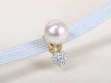 Load image into Gallery viewer, Obidome Cotton Pearl  for Japanese Traditional Kimono - White 14mm with Rhinestone