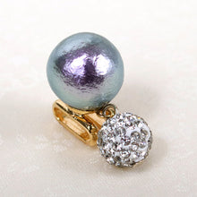 Load image into Gallery viewer, Obidome Cotton Pearl  for Japanese Traditional Kimono - Gray 14mm with Rhinestone