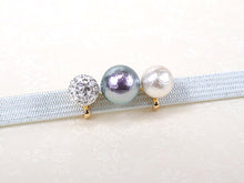 Load image into Gallery viewer, Obidome Cotton Pearl  for Japanese Traditional Kimono - 3 Gray Rhinestone