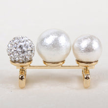 Load image into Gallery viewer, Obidome 3 Cotton Pearls  for Japanese Traditional Kimono - White Rhinestone