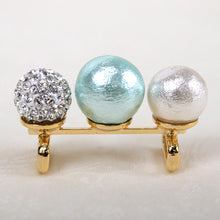 Load image into Gallery viewer, Obidome Cotton Pearl  for Japanese Traditional Kimono - 3 Aqua Light Blue Rhinestone