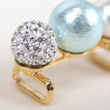 Load image into Gallery viewer, Obidome Cotton Pearl  for Japanese Traditional Kimono - 3 Aqua Light Blue Rhinestone