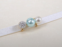 Load image into Gallery viewer, Obidome Cotton Pearl  for Japanese Traditional Kimono - 3 Aqua Light Blue Rhinestone