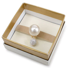 Load image into Gallery viewer, Obidome Cotton Pearl for Japanese Traditional Kimono -White with SWAROVSKI charm 14mm