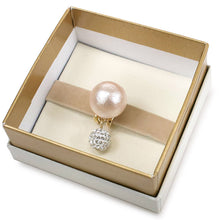 Load image into Gallery viewer, Obidome Cotton Pearl  for Japanese Traditional Kimono - Pink with SWAROVSKI charm 14mm