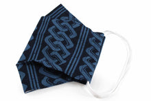 Load image into Gallery viewer, Box Shape Traditional Japanese Pattern Face Mask - Blue Chain