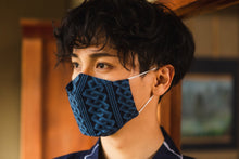 Load image into Gallery viewer, Box Shape Traditional Japanese Pattern Face Mask - Blue Chain