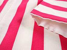 將圖片載入圖庫檢視器 Women's Polyester Washable Two-Shaku-Sleeve Kimono for Hakama, Short Length, Dark Pink Off-White, Stripes, Free Size: Japanese Traditional Clothes