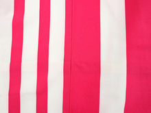 將圖片載入圖庫檢視器 Women's Polyester Washable Two-Shaku-Sleeve Kimono for Hakama, Short Length, Dark Pink Off-White, Stripes, Free Size: Japanese Traditional Clothes