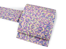 將圖片載入圖庫檢視器 Ladies' Linen Nagoyaobi Obidome Obijime 3 Item Set for Japanese Traditional Kimono - Purple Mosaic