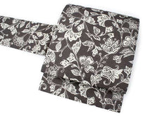 將圖片載入圖庫檢視器 Ladies' Linen Nagoyaobi Obidome Obijime 3 Item Set for Japanese Traditional Kimono - Brown Flower Leaves