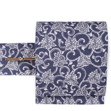 將圖片載入圖庫檢視器 Ladies' Linen Nagoyaobi Obidome Obijime 3 Item Set for Japanese Traditional Kimono - Navy Pine Bamboo Plum