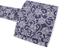 將圖片載入圖庫檢視器 Ladies' Linen Nagoyaobi Obidome Obijime 3 Item Set for Japanese Traditional Kimono - Navy Pine Bamboo Plum
