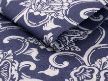 將圖片載入圖庫檢視器 Ladies' Linen Nagoyaobi Obidome Obijime 3 Item Set for Japanese Traditional Kimono - Navy Pine Bamboo Plum
