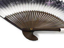 將圖片載入圖庫檢視器 Ladies Paper Sensu :Japanese Traditional Folding Fan - Navy Blue Wisteria Large