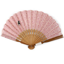 將圖片載入圖庫檢視器 Ladies Cotton Sensu :Japanese Traditional Folding Fan- pink Karakusa dog embroidery