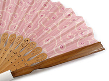 將圖片載入圖庫檢視器 Ladies Cotton Sensu :Japanese Traditional Folding Fan- pink Karakusa dog embroidery
