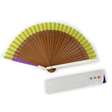 將圖片載入圖庫檢視器 Ladies Cloth Sensu :Japanese Traditional Folding Fan & Fan Bag 2 Piece Set - Lime Plain Mini Size