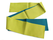 Load image into Gallery viewer, Women's Hanhaba-obi for Japanese Traditional Kimono - Unlined Reversible Lime Green x Pine Green