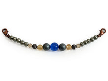 將圖片載入圖庫檢視器 Haori string natural stone Deep blue sky blue cat's eye, Matte gold cotton pearls, Women