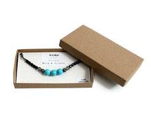 將圖片載入圖庫檢視器 Haori string natural stone Lighter blue turquoise, Gray and black Czech glass, Women
