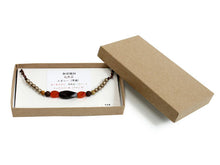 將圖片載入圖庫檢視器 Haori string natural stone Dark brown ebony, bronze cotton pearls, Women