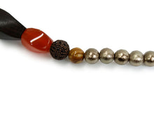 將圖片載入圖庫檢視器 Haori string natural stone Dark brown ebony, bronze cotton pearls, Women