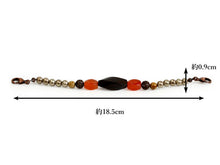 將圖片載入圖庫檢視器 Haori string natural stone Dark brown ebony, bronze cotton pearls, Women