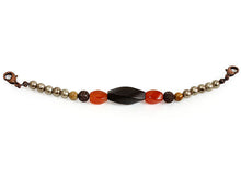 將圖片載入圖庫檢視器 Haori string natural stone Dark brown ebony, bronze cotton pearls, Women