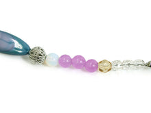 將圖片載入圖庫檢視器 Haori string natural stone, Coral red mother-of-pearl, gray and clear Czech glass, Women