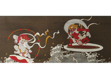 將圖片載入圖庫檢視器 Hanhaba-Obi, Reversible, Women, Brown, Beige, wind god and thunder god