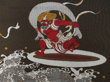 將圖片載入圖庫檢視器 Hanhaba-Obi, Reversible, Women, Brown, Beige, wind god and thunder god