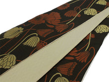 將圖片載入圖庫檢視器 Hanhaba-Obi, Reversible, Women, Black, Beige, Lotus