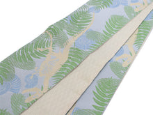 將圖片載入圖庫檢視器 Hanhaba-Obi, Reversible, Women, Light Blue, Beige Dinosaurs and fossils