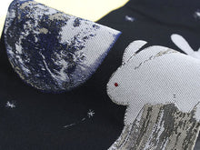 將圖片載入圖庫檢視器 Hanhaba-Obi, Reversible, Women, Dark navy, Beige, Earth and rabbits