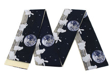 將圖片載入圖庫檢視器 Hanhaba-Obi, Reversible, Women, Dark navy, Beige, Earth and rabbits