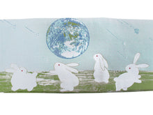 將圖片載入圖庫檢視器 Hanhaba-Obi, Reversible, Women, Light blue, Beige, Earth and rabbits