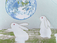 將圖片載入圖庫檢視器 Hanhaba-Obi, Reversible, Women, Light blue, Beige, Earth and rabbits