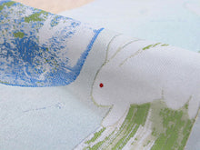 將圖片載入圖庫檢視器 Hanhaba-Obi, Reversible, Women, Light blue, Beige, Earth and rabbits
