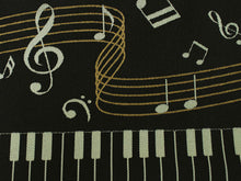 將圖片載入圖庫檢視器 Hanhaba-Obi, Reversible, Women, Black, Beige, Keyboard and stave