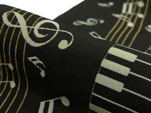 將圖片載入圖庫檢視器 Hanhaba-Obi, Reversible, Women, Black, Beige, Keyboard and stave