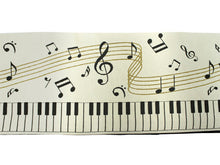 將圖片載入圖庫檢視器 Hanhaba-Obi, Reversible, Women, Beige, Black, Keyboard and stave
