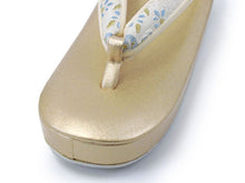 將圖片載入圖庫檢視器 Zori sandles and bag set, Women, White, Gold, flower pattern