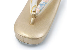 將圖片載入圖庫檢視器 Zori sandles and bag set, Women, White, Gold, arabesque pattern