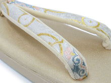 將圖片載入圖庫檢視器 Zori sandles and bag set, Women, White, Gold, arabesque pattern