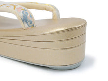 將圖片載入圖庫檢視器 Zori sandles and bag set, Women, White, Gold, arabesque pattern